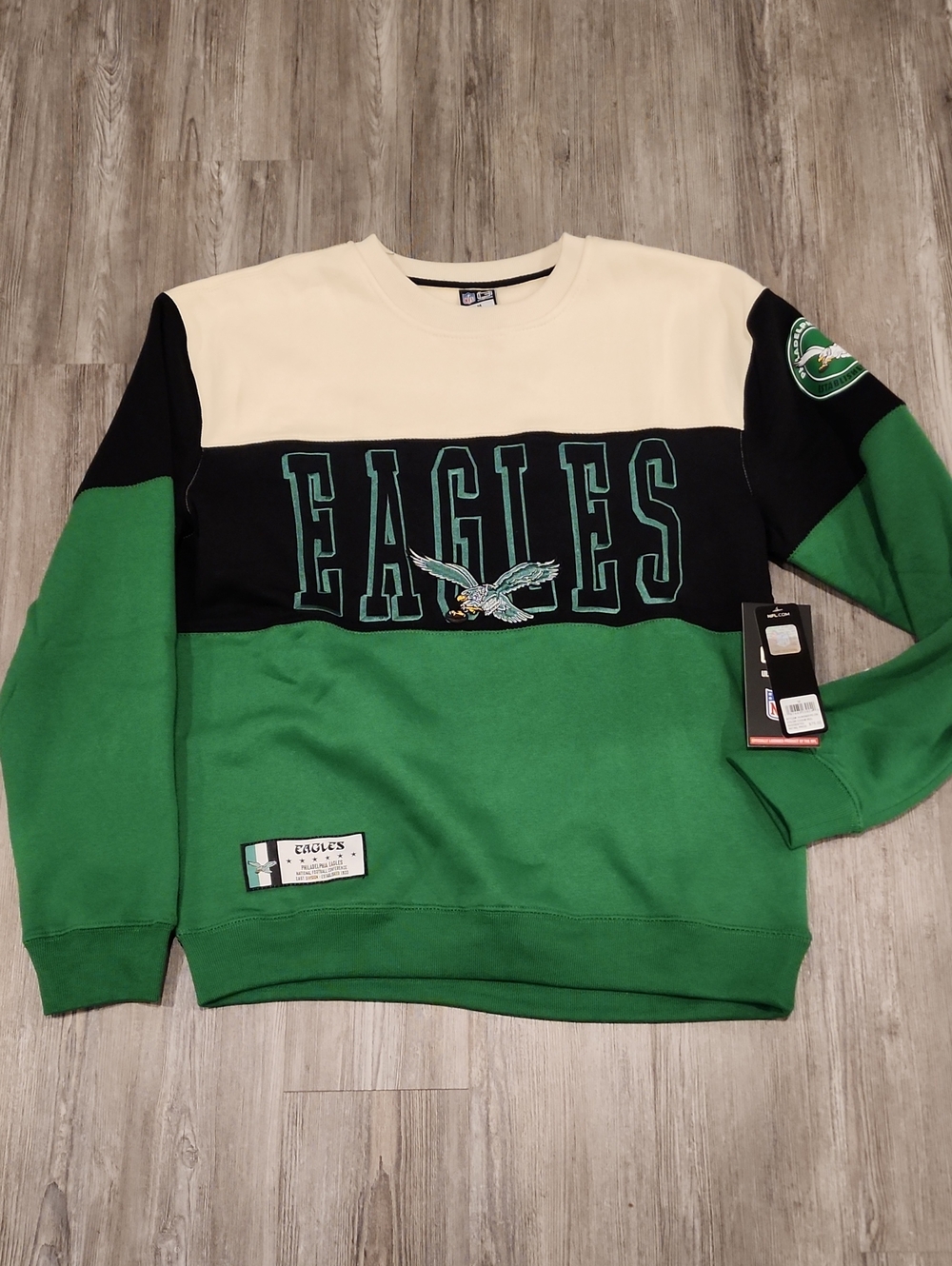 Philadelphia Eagles Men's Colorblock Crewneck Sweatshirt - Green/Black/Cream